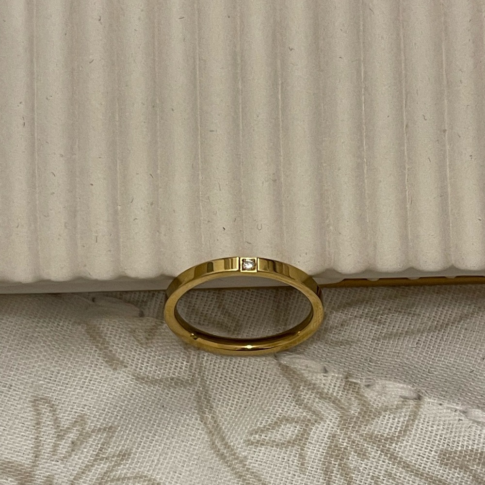 Gold Plated Sterling Sliver Single Stone Ring